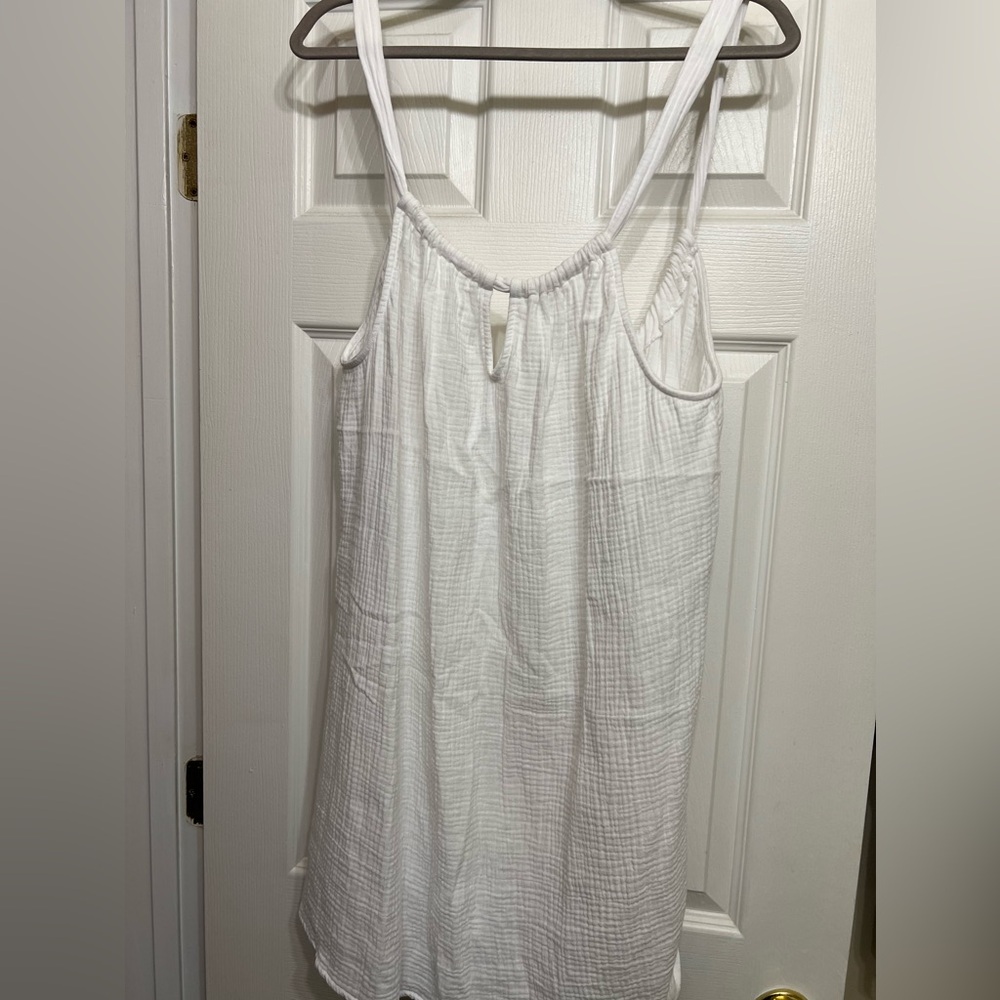 Shade and Shore 100% cotton white gauze adjustable beach coverup